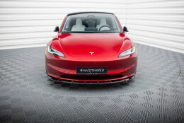 Cup Spoilerlippe Front Ansatz passend für V.2 Tesla Model 3 Project HighlandFacelift schwarz Hochglanz