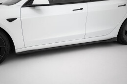 Seitenschweller Ansatz Cup Leisten V.1 passend für Tesla Model 3 Performance Mk1 Facelift schwarz Hochglanz