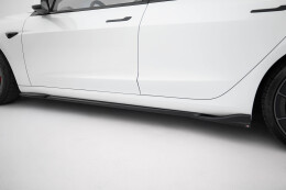 Seitenschweller Ansatz Cup Leisten V.1 passend für Tesla Model 3 Performance Mk1 Facelift schwarz Hochglanz