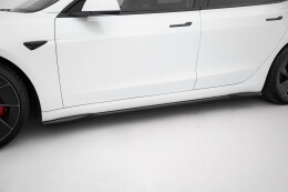 Seitenschweller Ansatz Cup Leisten V.2 passend für Tesla Model 3 Performance Mk1 Facelift schwarz Hochglanz