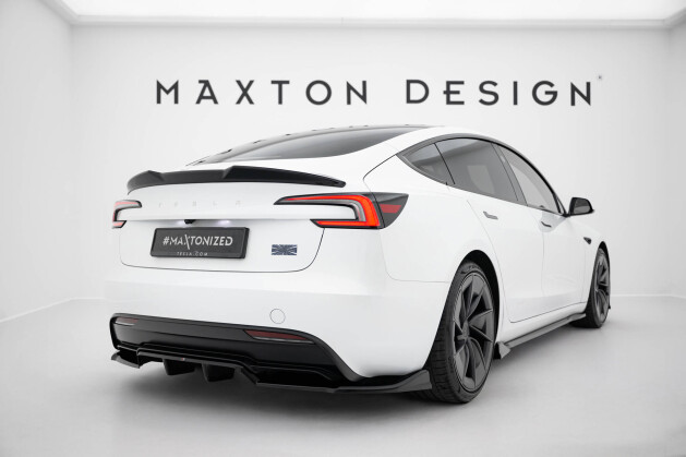 Heck Spoiler Aufsatz Abrisskante 3D passend für Tesla Model 3 Performance Mk1 Facelift schwarz Hochglanz