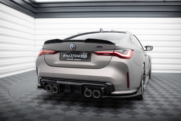 Heck Ansatz Flaps Diffusor V.5 für (Für heckansatz v.1)  BMW M4 G82 / G83 / G82 Facelift / G83 Facelift schwarz Hochglanz