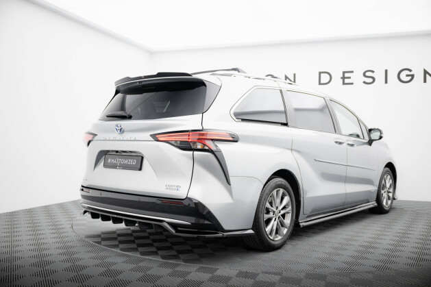 Mittlerer Cup Diffusor Heck Ansatz DTM Look passend für Toyota Sienna Mk4 schwarz Hochglanz