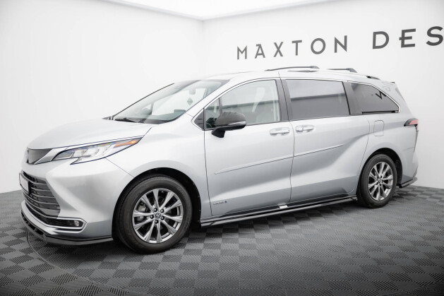 Seitenschweller Ansatz Cup Leisten passend für Toyota Sienna Mk4 schwarz Hochglanz