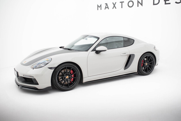 Seitenschweller Ansatz Cup Leisten passend für Porsche 718 Cayman GTS 982c schwarz Hochglanz