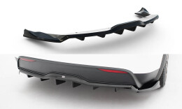 Mittlerer Cup Diffusor Heck Ansatz V.2 passend für Tesla Model X Mk1 Facelift schwarz Hochglanz