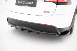 Mittlerer Cup Diffusor Heck Ansatz V.2 passend für Tesla Model X Mk1 Facelift schwarz Hochglanz