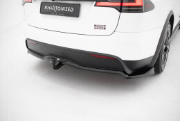 Mittlerer Cup Diffusor Heck Ansatz V.2 passend für Tesla Model X Mk1 Facelift schwarz Hochglanz