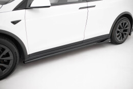 Seitenschweller Ansatz Cup Leisten V.2 passend für Tesla Model X Mk1 Facelift schwarz Hochglanz