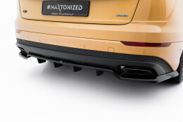 Mittlerer Cup Diffusor Heck Ansatz DTM Look passend für Audi Q8 Mk1 Facelift schwarz Hochglanz
