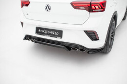 Mittlerer Cup Diffusor Heck Ansatz DTM Look für Volkswagen T-Roc R Mk1 schwarz Hochglanz