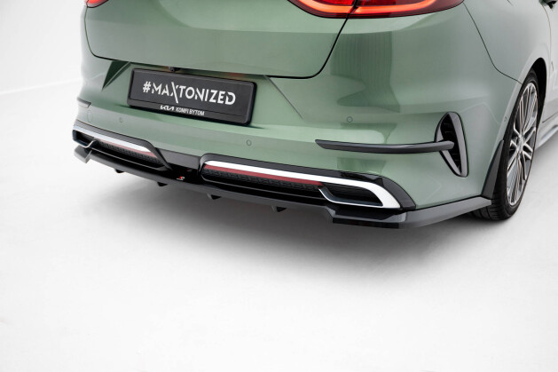 Mittlerer Cup Diffusor Heck Ansatz DTM Look passend für Kia Proceed GT-Line Mk1 Facelift schwarz Hochglanz