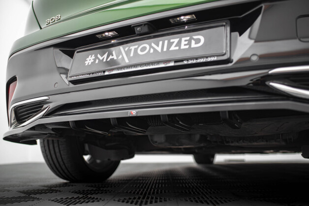 Mittlerer Cup Diffusor Heck Ansatz DTM Look passend für Peugeot 308 GT Hatchback Mk3 schwarz Hochglanz