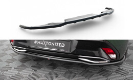 Mittlerer Cup Diffusor Heck Ansatz DTM Look passend für Peugeot 308 GT Hatchback Mk3 schwarz Hochglanz