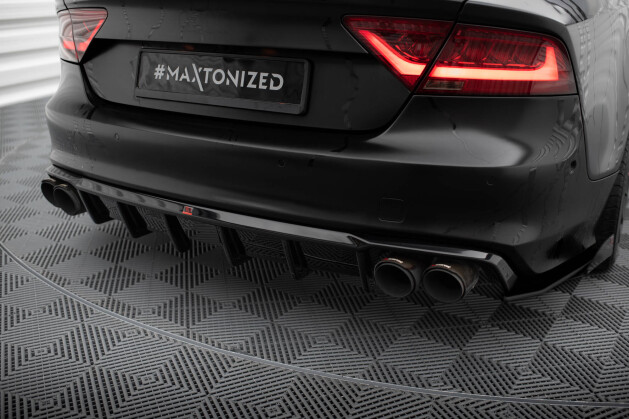 Heck Ansatz Diffusor für Audi S7 C7 schwarz Hochglanz