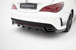 Mittlerer Cup Diffusor Heck Ansatz DTM Look passend für Mercedes-Benz CLA AMG-Line C117 schwarz Hochglanz