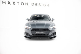 Street Pro Cup Spoilerlippe Front Ansatz + Flaps passend für Audi A5 F5 Facelift SCHWARZ+ HOCHGLANZ FLAPS