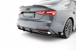 Street Pro Heckschürze Heck Ansatz Diffusor für Audi A5 F5 Facelift schwarz+ Hochglanz Flaps