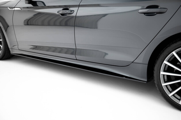 Street Pro Seitenschweller Ansatz Cup Leisten passend für Audi A5 Sportback F5 Facelift SCHWARZ