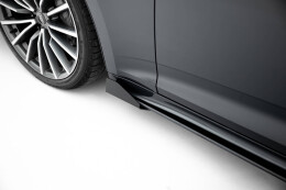 Street Pro Seitenschweller Ansatz Cup Leisten + Flaps für Audi A5 Sportback F5 Facelift schwarz Hochglanz