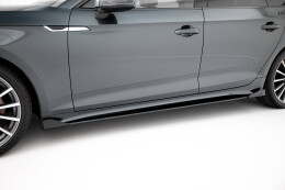 Street Pro Seitenschweller Ansatz Cup Leisten für Audi A5 Sportback F5 Facelift schwarz+ Hochglanz Flaps