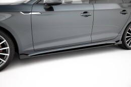 Street Pro Seitenschweller Ansatz Cup Leisten passend für Audi A5 Sportback F5 Facelift SCHWARZ+ HOCHGLANZ FLAPS