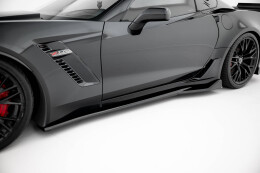 Seitenschweller Ansatz Cup Leisten für Chevrolet Corvette Z06 C7 schwarz Hochglanz