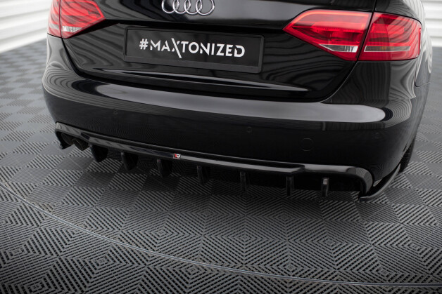 Heck Ansatz Diffusor passend für Audi A4 B8 (Doppelauspuff li.) schwarz Hochglanz