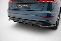 Mittlerer Cup Diffusor Heck Ansatz DTM Look passend für Audi Q8 Mk1 schwarz Hochglanz