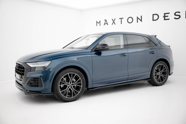 Seitenschweller Ansatz Cup Leisten passend für Audi Q8 Mk1 schwarz Hochglanz