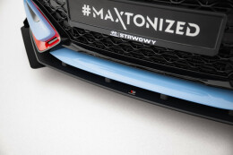 Street Pro Spoilerlippe Front Ansatz + Flaps passend für Hyundai Veloster N Mk2 rot+ Hochglanz Flaps