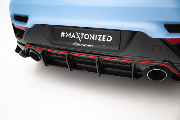 Street Pro Heckschürze Heck Ansatz Diffusor passend für Hyundai Veloster N Mk2 SCHWARZ-ROT
