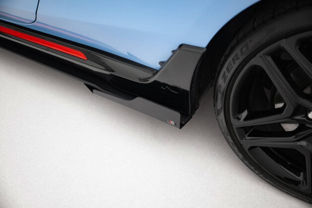 Street Pro Seitenschweller Ansatz Cup Leisten passend für Hyundai Veloster N Mk2 SCHWARZ+ HOCHGLANZ FLAPS