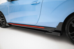 Street Pro Seitenschweller Ansatz Cup Leisten + Flaps für Hyundai Veloster N Mk2 schwarz Hochglanz