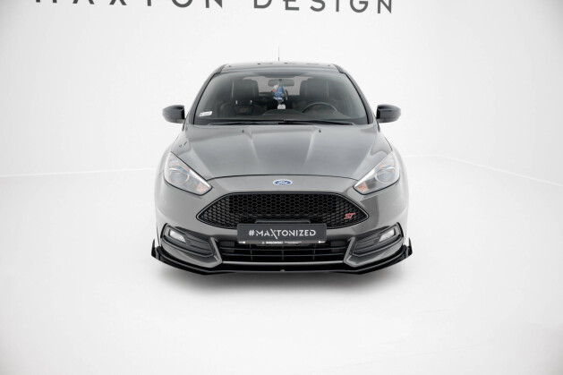 Street Pro Cup Spoilerlippe Front Ansatz passend für Ford Focus ST Mk3 Facelift SCHWARZ+ HOCHGLANZ FLAPS