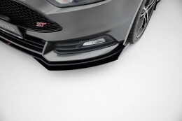 Street Pro Cup Spoilerlippe Front Ansatz für Ford Focus ST Mk3 Facelift schwarz+ Hochglanz Flaps