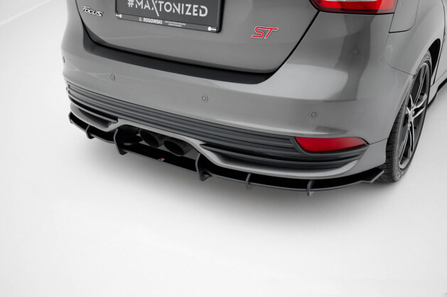 Street Pro Heckschürze Heck Ansatz Diffusor passend für Ford Focus ST Mk3 Facelift SCHWARZ