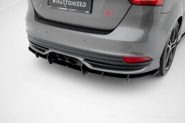 Street Pro Heckschürze Heck Ansatz Diffusor passend für Ford Focus ST Mk3 Facelift SCHWARZ-ROT