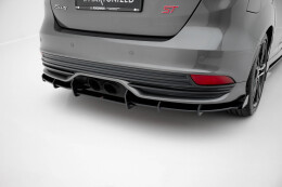 Street Pro Heckschürze Heck Ansatz Diffusor passend für Ford Focus ST Mk3 Facelift ROT+ HOCHGLANZ FLAPS