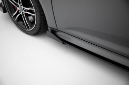 Street Pro Seitenschweller Ansatz Cup Leisten für Ford Focus ST Mk3 Facelift schwarz+ Hochglanz Flaps