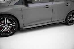 Street Pro Seitenschweller Ansatz Cup Leisten für Ford Focus ST Mk3 Facelift schwarz+ Hochglanz Flaps