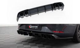 Heck Ansatz Diffusor + Endrohre chrom passend für Seat Leon ST FR Mk4 schwarz Hochglanz