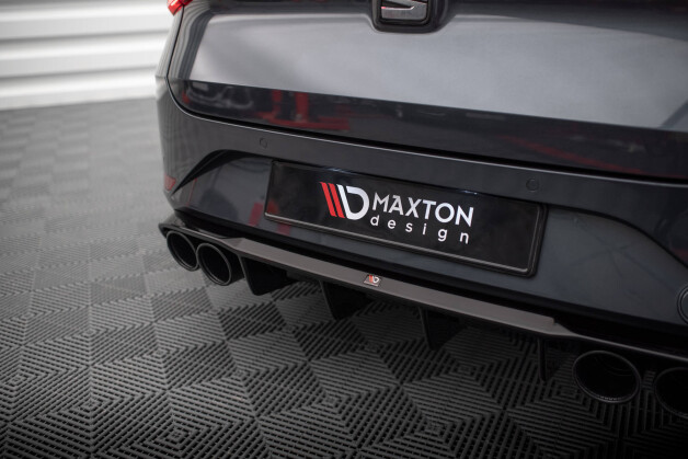 Heck Ansatz Diffusor + Endrohre schwarz passend für Seat Leon ST FR Mk4 schwarz Hochglanz