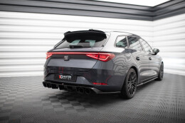 Heck Ansatz Diffusor + Endrohre schwarz passend für Seat Leon ST FR Mk4 schwarz Hochglanz