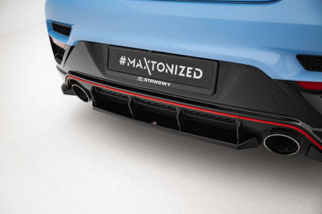 Mittlerer Cup Diffusor Heck Ansatz DTM Look passend für Hyundai Veloster N Mk2 schwarz Hochglanz
