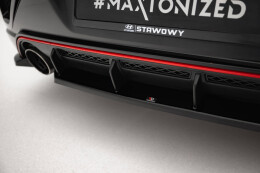 Mittlerer Cup Diffusor Heck Ansatz DTM Look passend für Hyundai Veloster N Mk2 schwarz Hochglanz