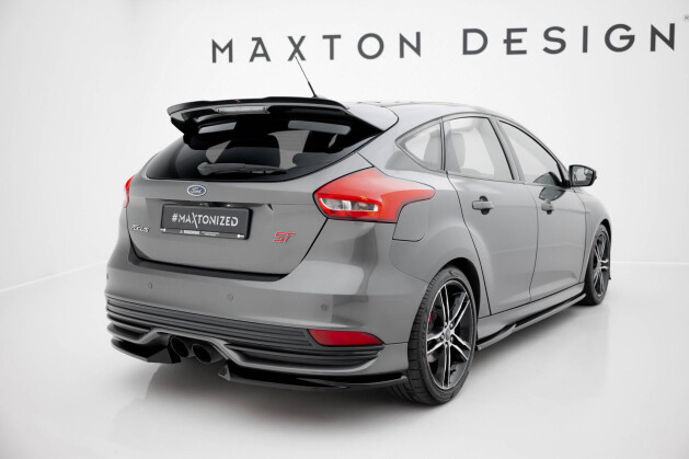 Heck Ansatz Flaps Diffusor V.3 passend für Ford Focus ST Mk3 Facelift schwarz Hochglanz