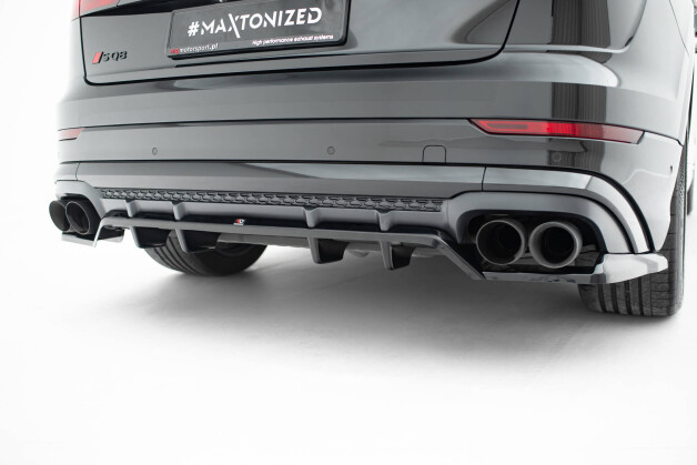 Mittlerer Cup Diffusor Heck Ansatz V.2 passend für Audi SQ8 / Q8 S-Line Mk1 Facelift schwarz Hochglanz