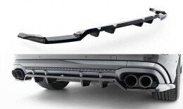 Mittlerer Cup Diffusor Heck Ansatz V.2 passend für Audi SQ8 / Q8 S-Line Mk1 Facelift schwarz Hochglanz
