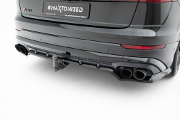 Mittlerer Cup Diffusor Heck Ansatz V.2 passend für Audi SQ8 / Q8 S-Line Mk1 Facelift schwarz Hochglanz